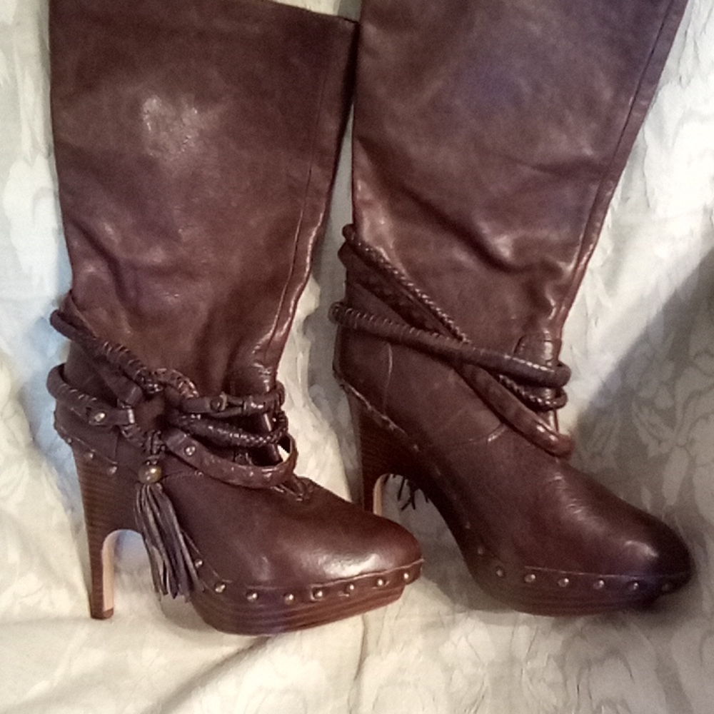 Dolce Vita Leather Platform Slip-on Boots